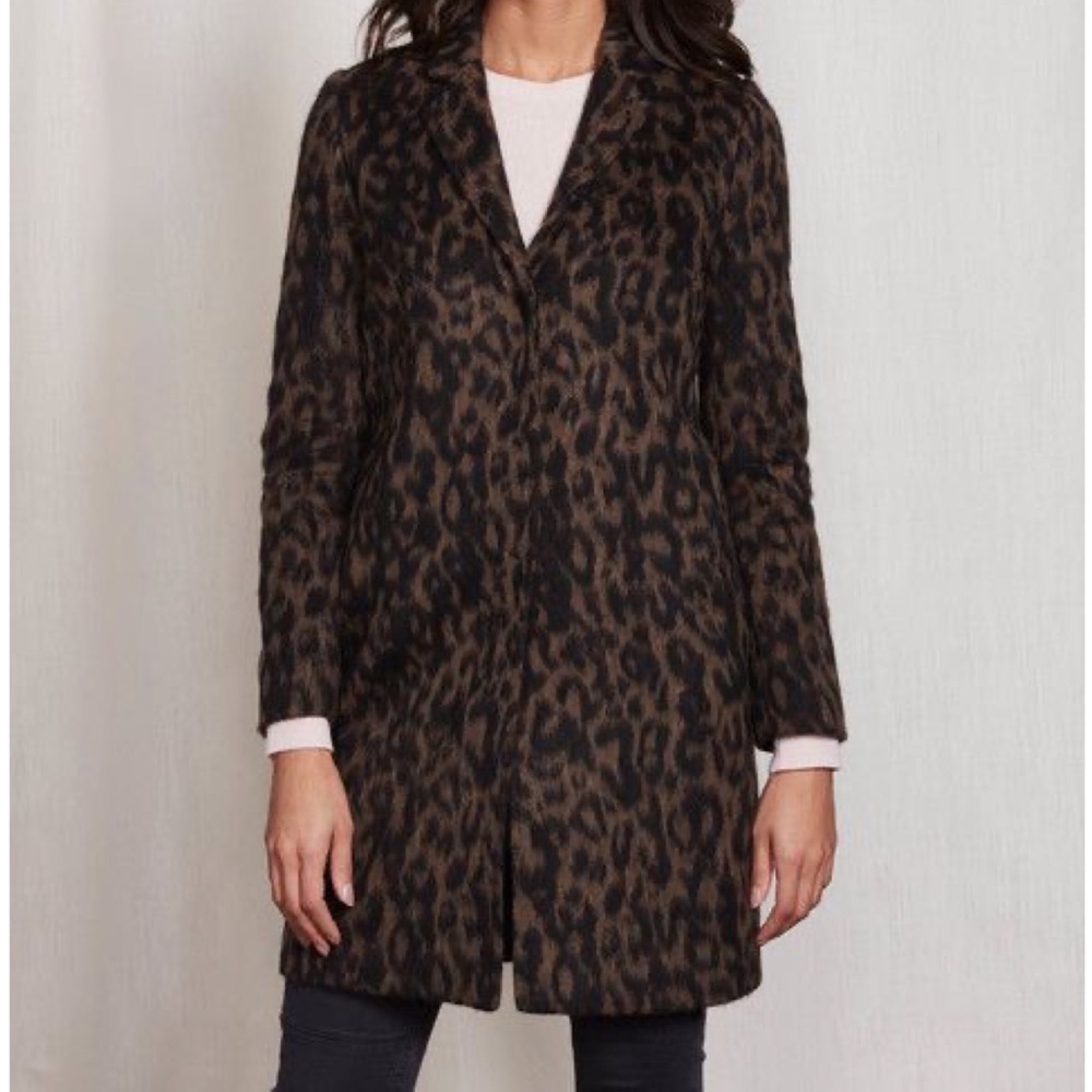 NWT Boden Long Wool Leopard Coat